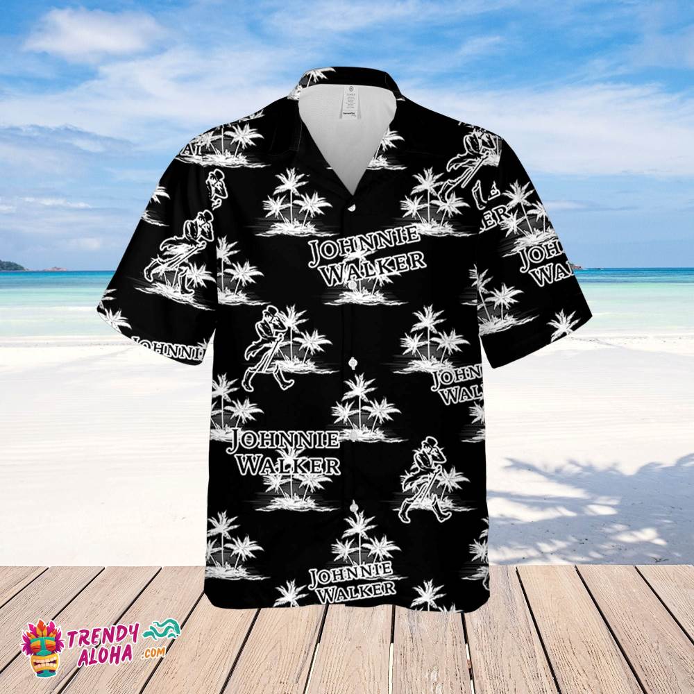 Johnnie Walker Hawaiian Coconut Island Pattern Hawaiian Beer Lover Shirt, Classic Flowers Beer Aloha Shirt