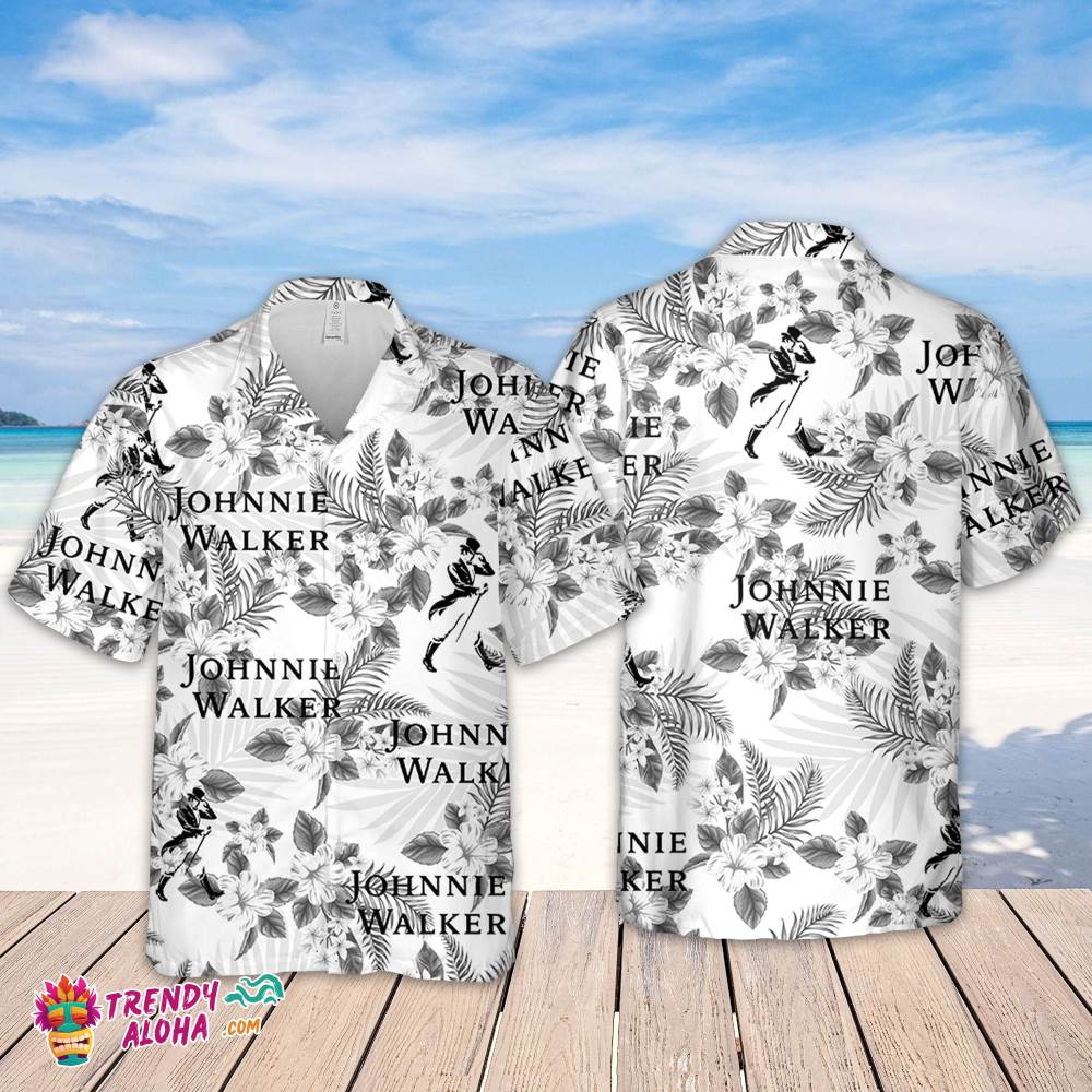 Johnnie Walker Hawaiian Flowers Pattern Shirt, Hawaiian Beer Lover Shirt, Classic Flowers Beer Aloha Shirt