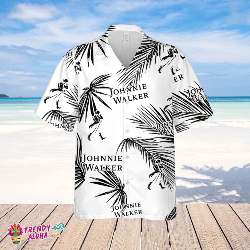 Johnnie Walker Hawaiian Palm Leaves Pattern Shirt, Beer Summer Party Hawaiian Shirt, Schlitz Beer Shirt