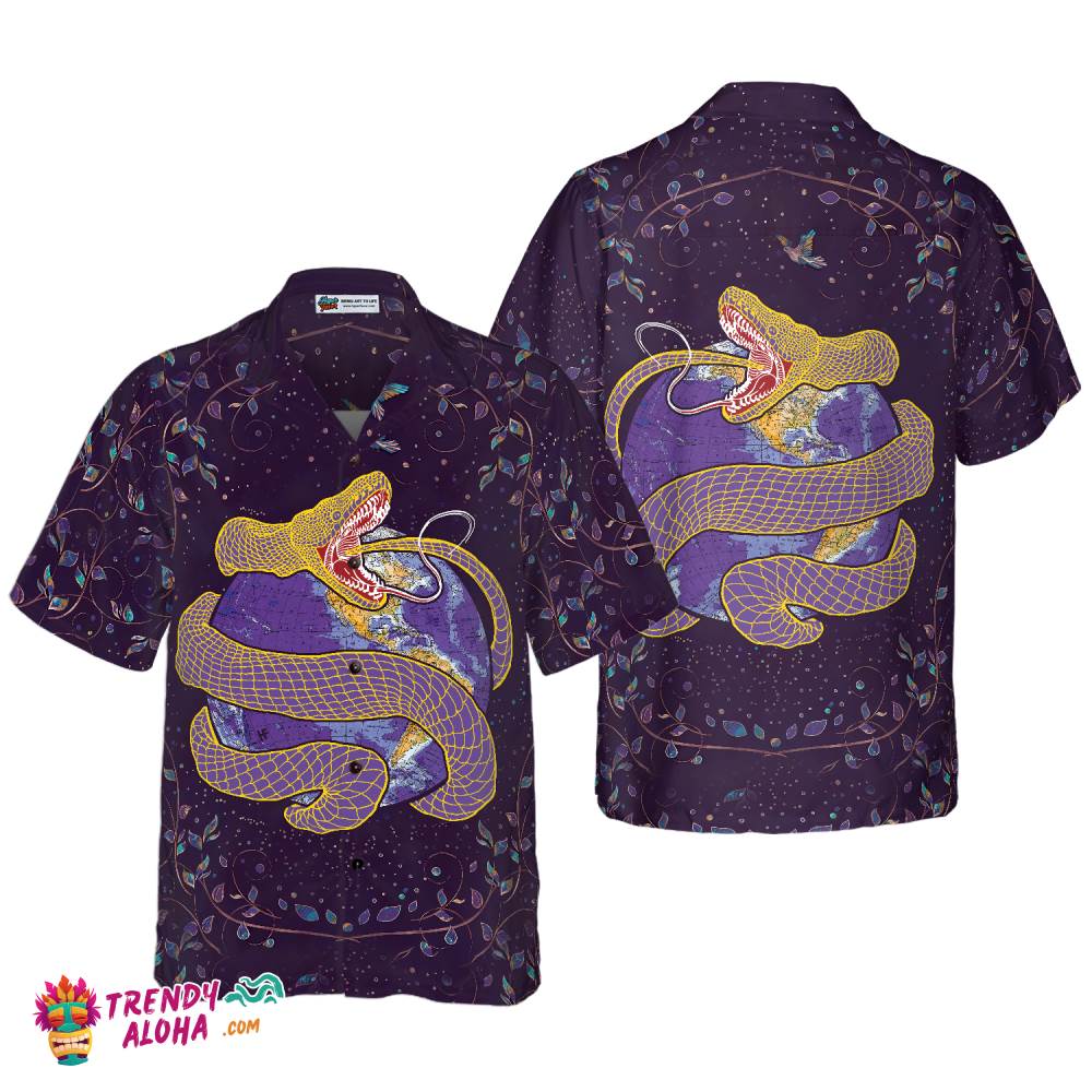 Jormungandr Earth Yggdrasil Norse Mythology Hawaiian Shirt