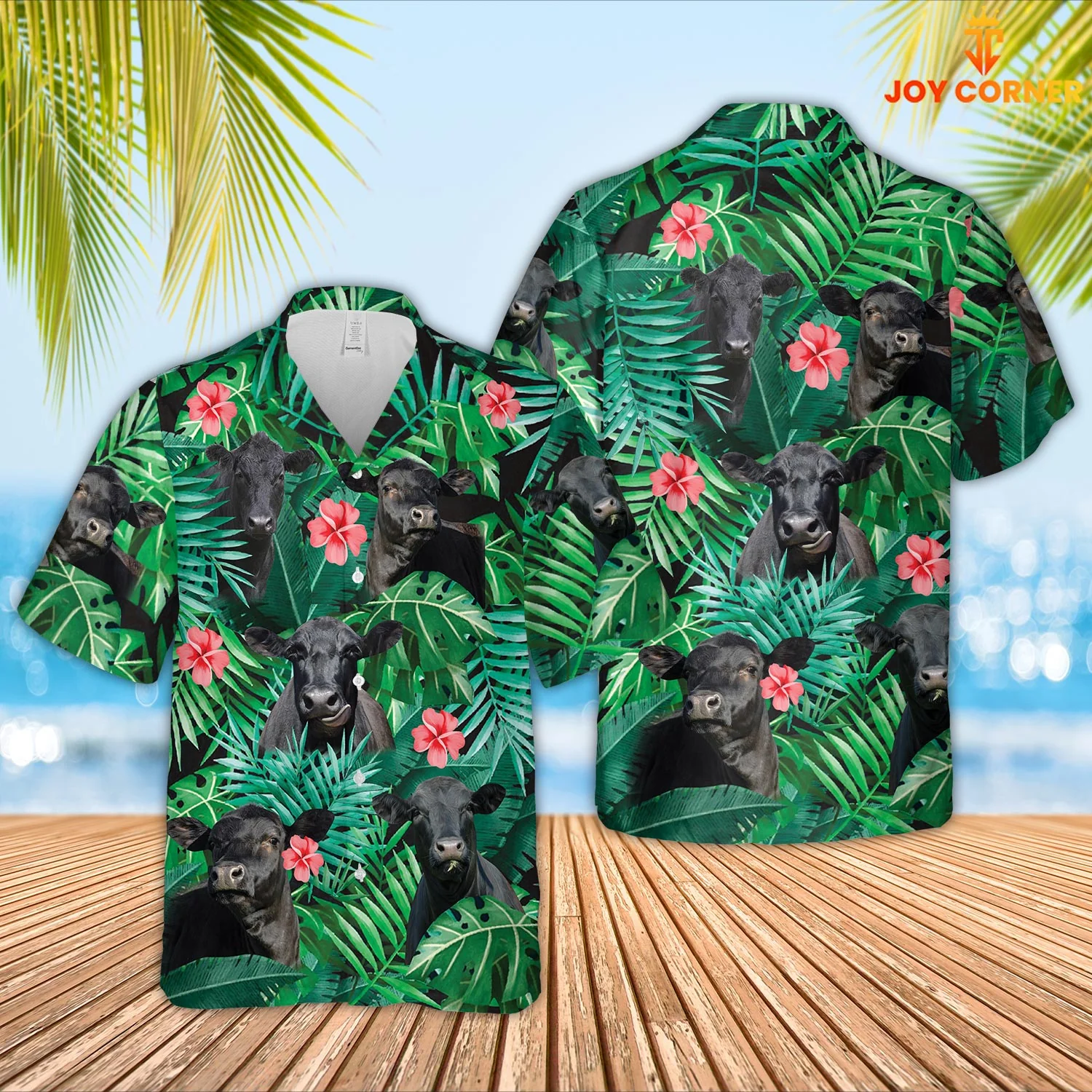 Joy Corners Black Angus Hawaiian Shirt 3D Design Premium Material And Print