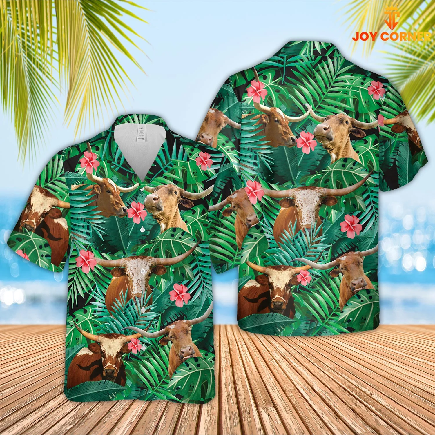 Joy Corners Features Texas Longhorn Hawaiian Shirt In 3D Design High Quality