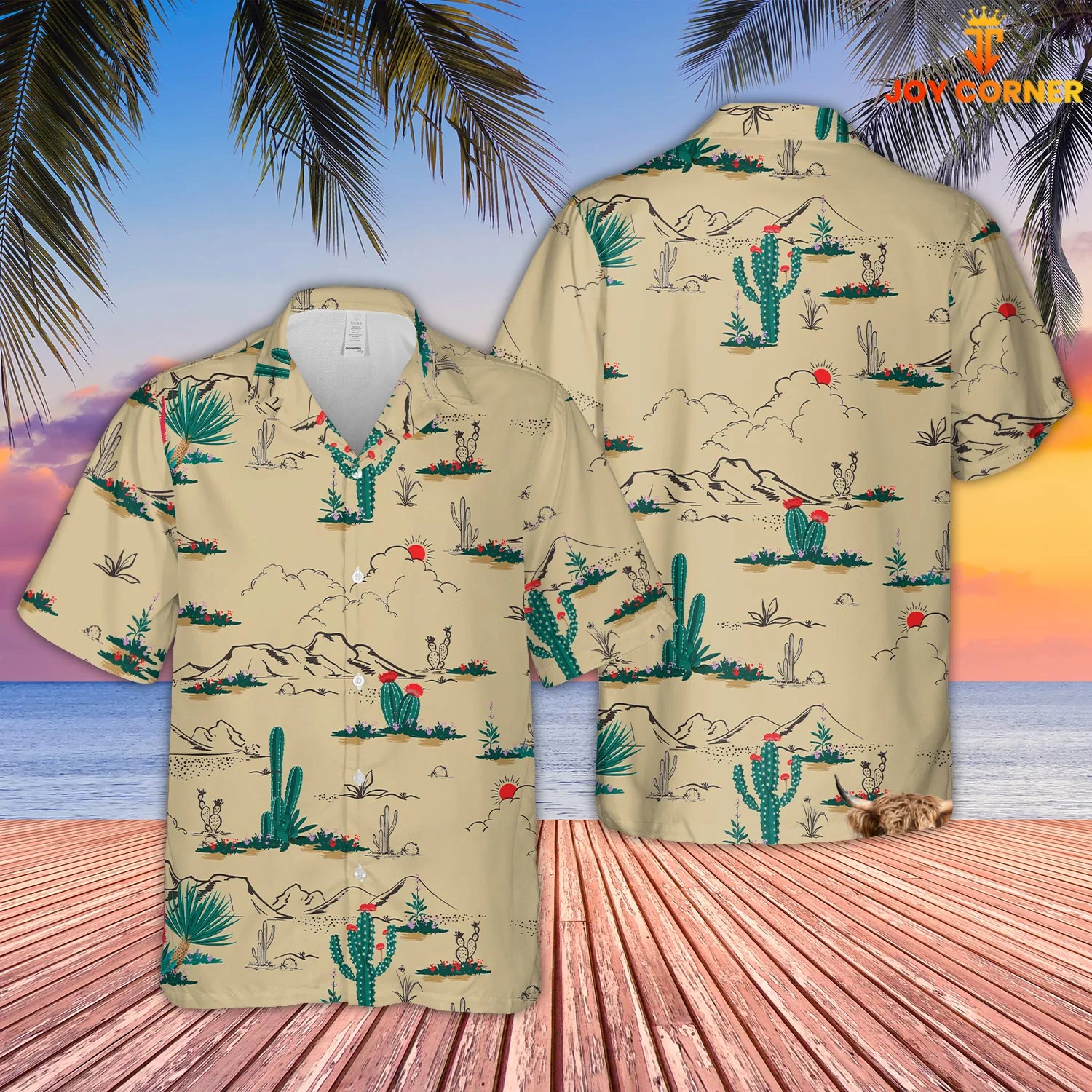 Joy Corners Trucker Themed Flower Pattern Hawaiian Shirt