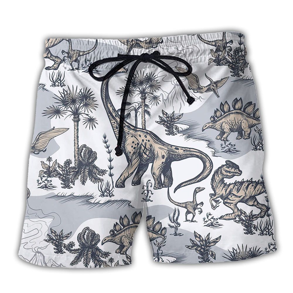 Jurassic Jurassic Park Dinosaur Art Style Trendy Aloha Hawaiian Beach Shorts
