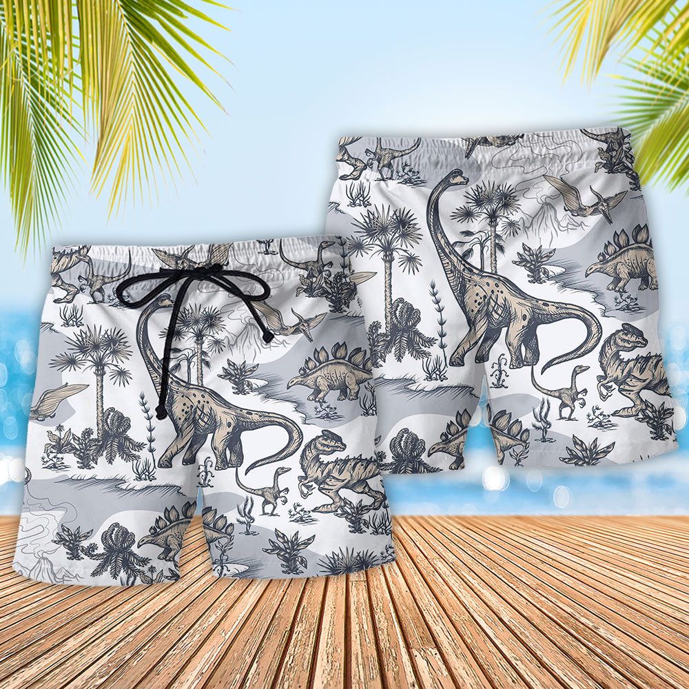 Jurassic Jurassic Park Dinosaur Art Style Trendy Aloha Hawaiian Beach Shorts