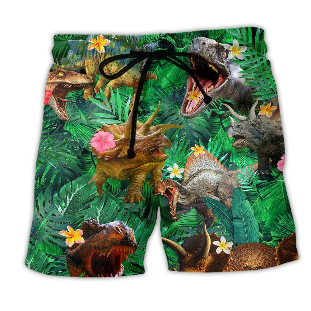 Jurassic Park Dinosaur Aloha Colorful Style Trendy Aloha Hawaiian Beach Shorts