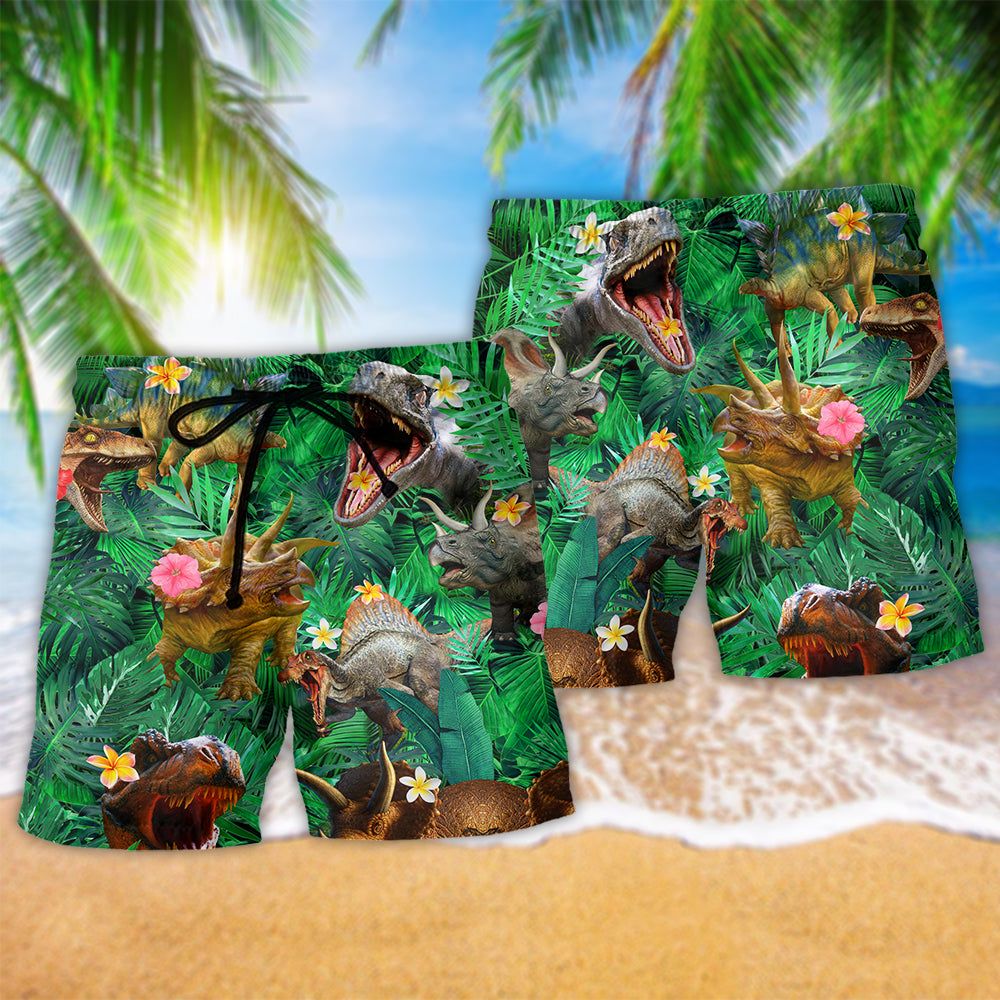 Jurassic Park Dinosaur Aloha Colorful Style Trendy Aloha Hawaiian Beach Shorts