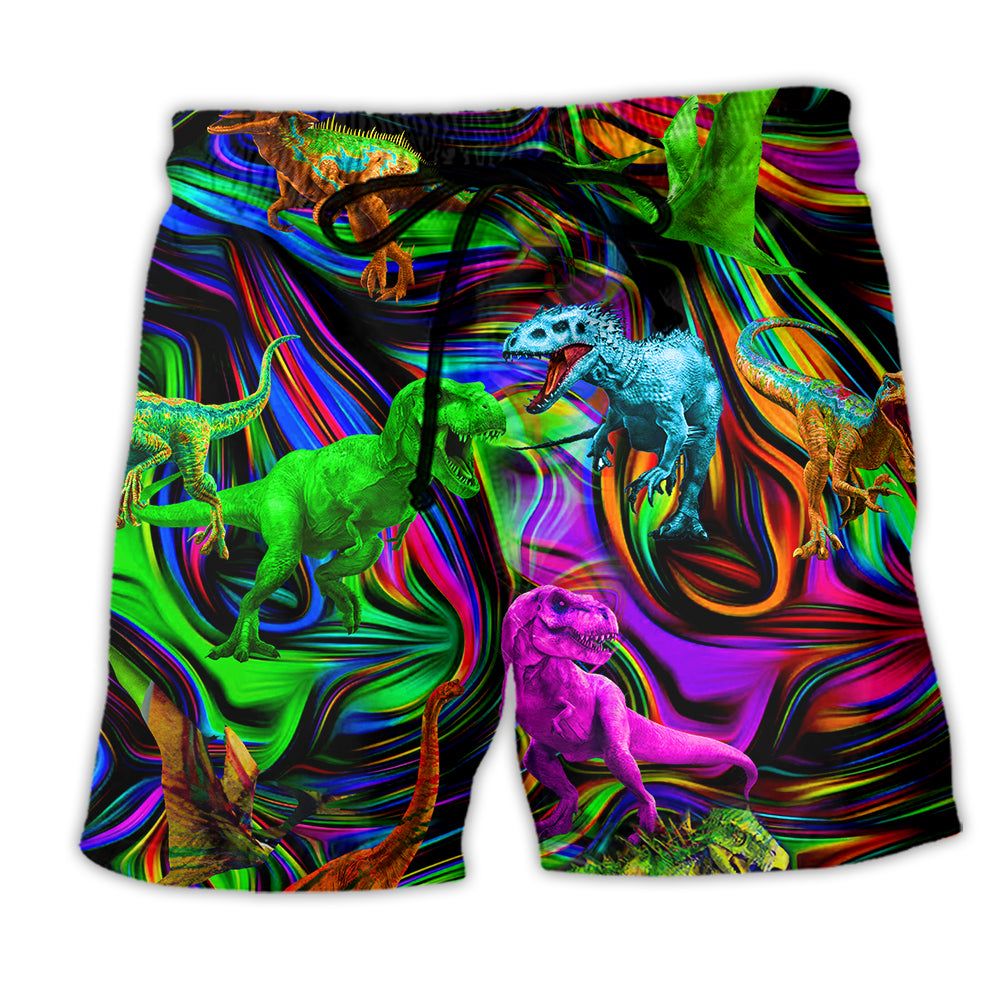 Jurassic Park Dinosaur Amazing Love Neon Color Trendy Aloha Hawaiian Beach Shorts