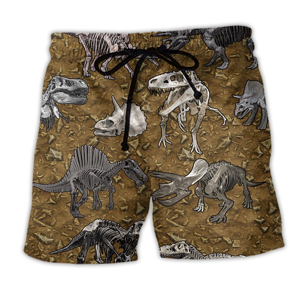 Jurassic Park Dinosaur Bone Style Brown Style Trendy Aloha Hawaiian Beach Shorts