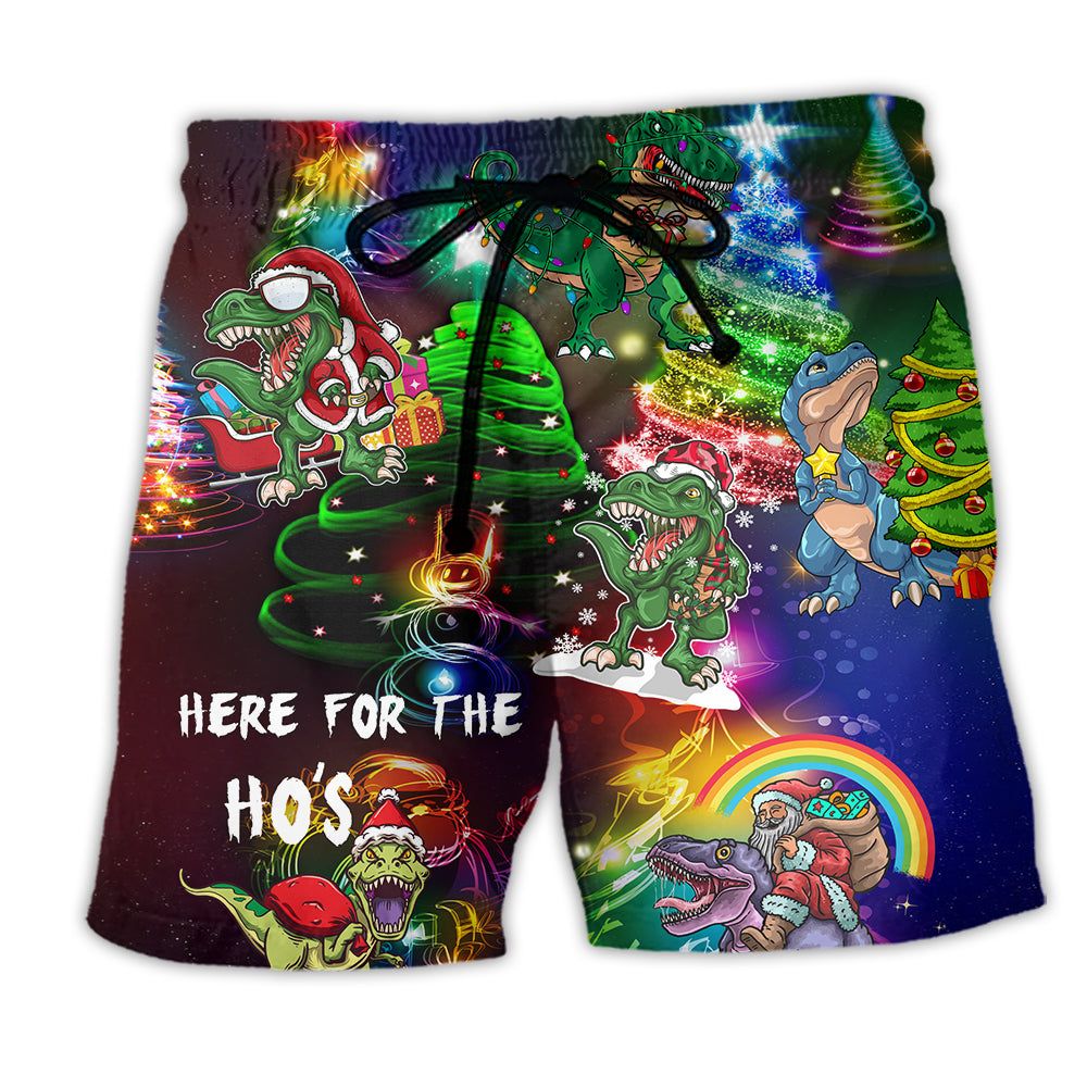 Jurassic Park Dinosaur Bright In Night Xmas Trendy Aloha Hawaiian Beach Shorts