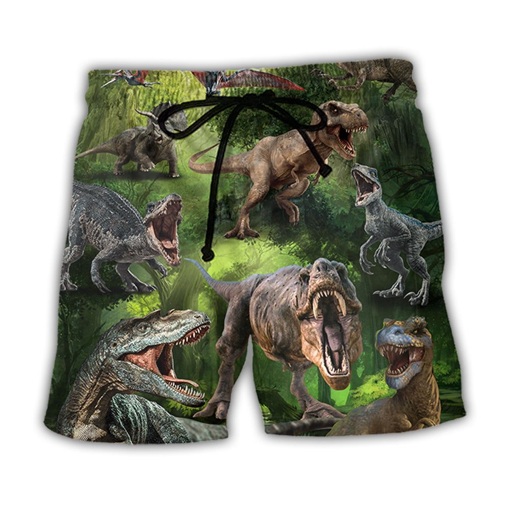 Jurassic Park Dinosaur Cool In The Forest Style Trendy Aloha Hawaiian Beach Shorts