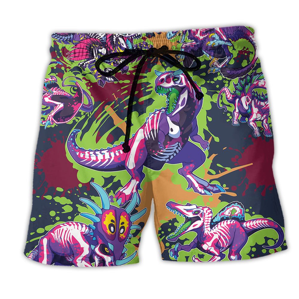 Jurassic Park Dinosaur Don’t Forget To Be Rawrsome Color Trendy Aloha Hawaiian Beach Shorts