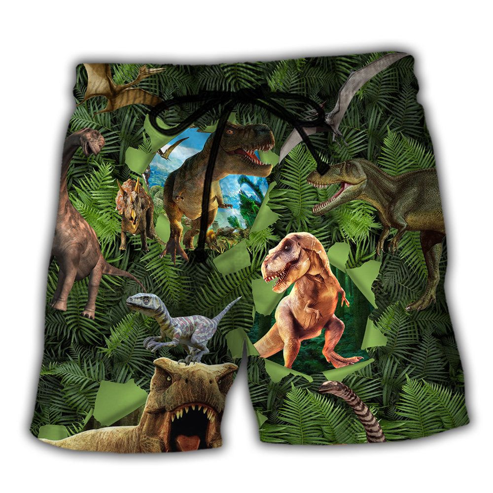 Jurassic Park Dinosaur Let The World Hear You Roar World Trendy Aloha Hawaiian Beach Shorts