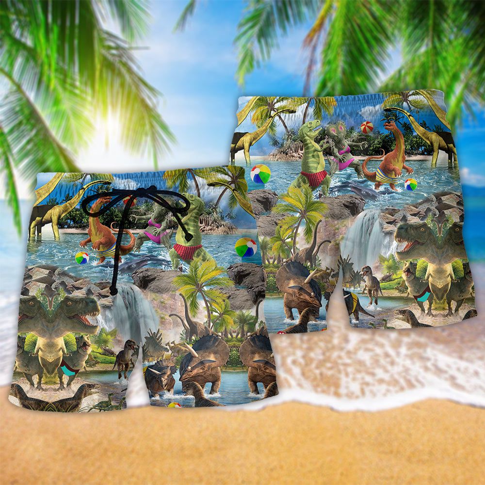 Jurassic Park Dinosaur Love Swimming Love Beach Trendy Aloha Hawaiian Beach Shorts