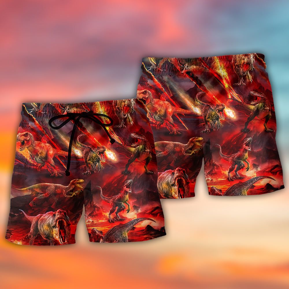 Jurassic Park Dinosaur Meteorite Rain Cool Style Trendy Aloha Hawaiian Beach Shorts