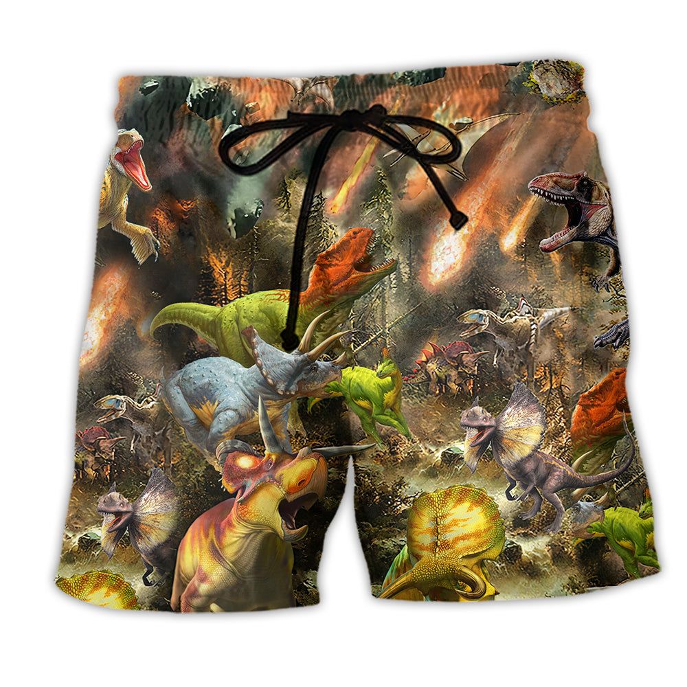 Jurassic Park Dinosaur Perish With Friends Trendy Aloha Hawaiian Beach Shorts