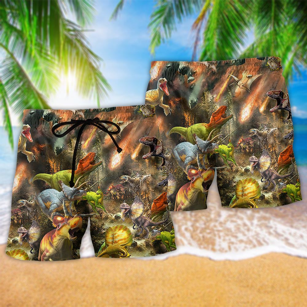 Jurassic Park Dinosaur Perish With Friends Trendy Aloha Hawaiian Beach Shorts