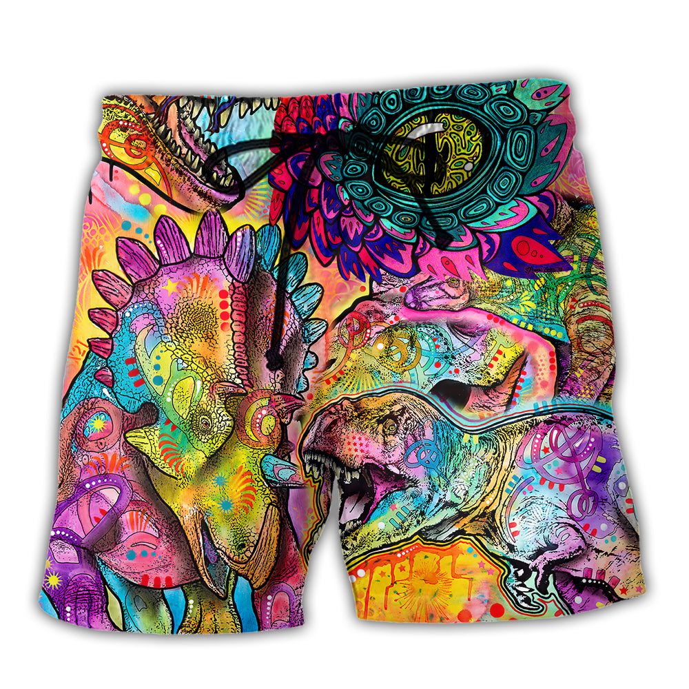 Jurassic Park Dinosaur Psychedelic Peers Into Your Soul Trendy Aloha Hawaiian Beach Shorts