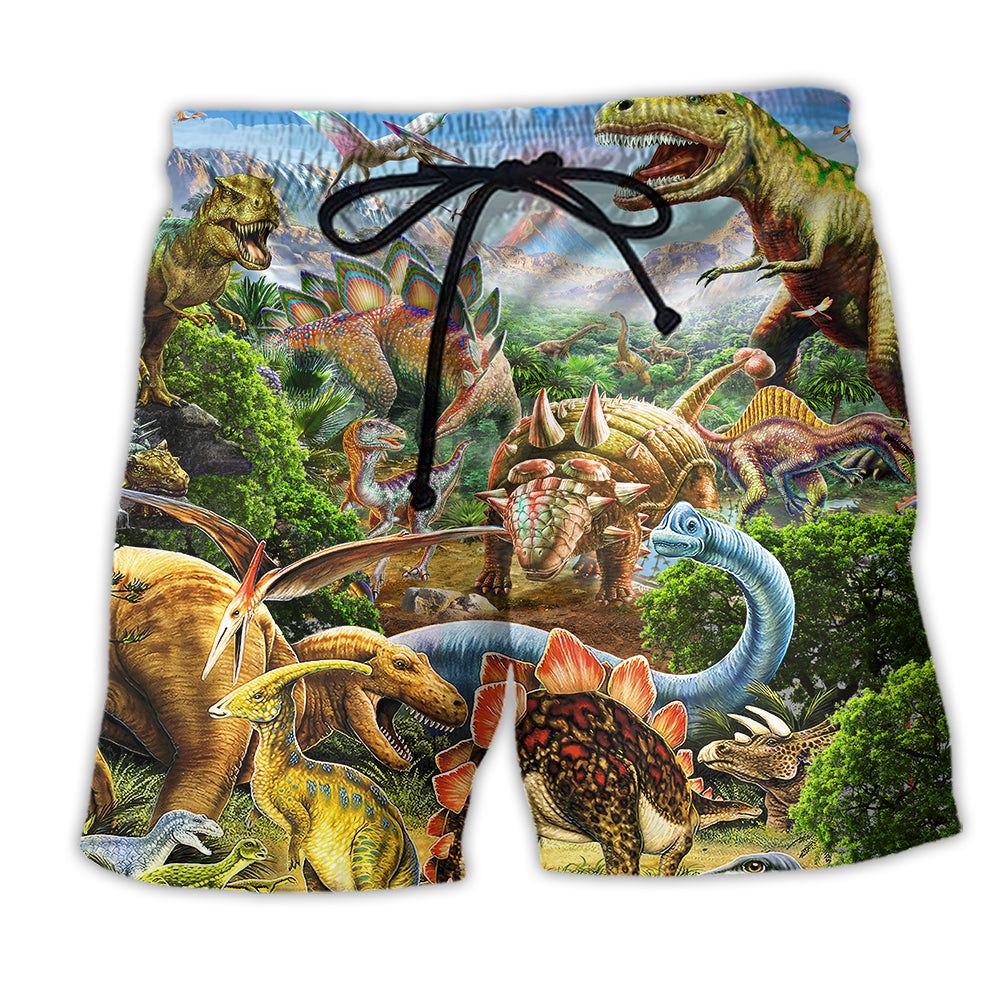 Jurassic Park Dinosaur Rawrsome Lovely World Trendy Aloha Hawaiian Beach Shorts