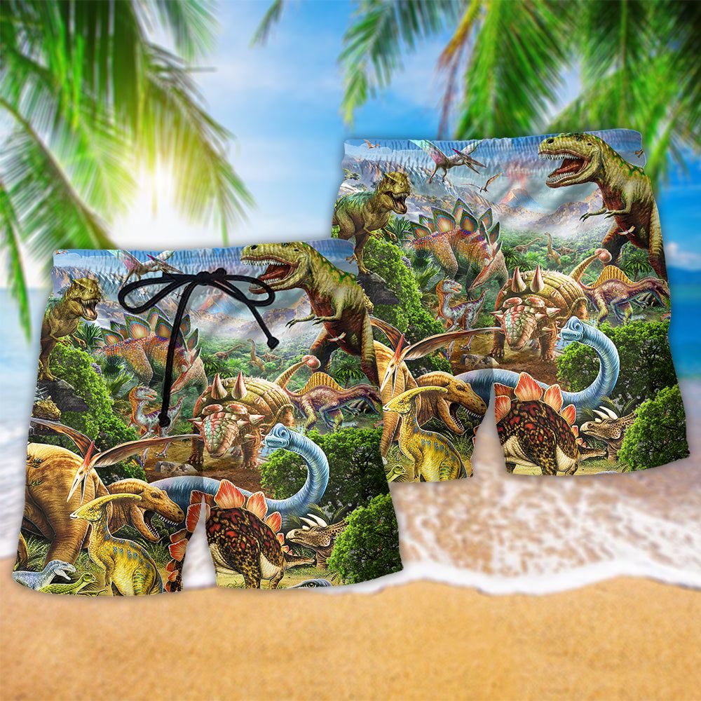Jurassic Park Dinosaur Rawrsome Lovely World Trendy Aloha Hawaiian Beach Shorts