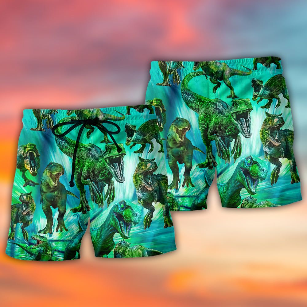 Jurassic Park Dinosaur Running Cool Style Trendy Aloha Hawaiian Beach Shorts