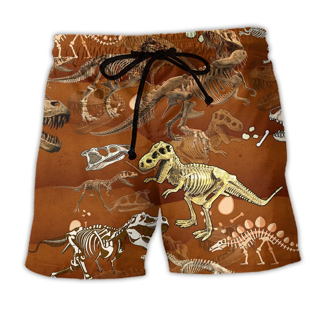 Jurassic Park Dinosaur T-Rex Skull Trendy Aloha Hawaiian Beach Shorts