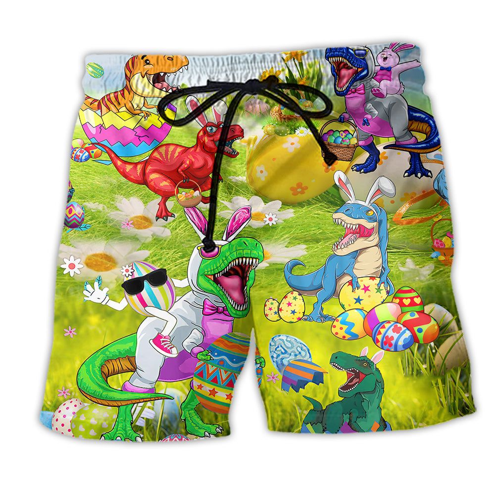 Jurassic Park Dinosaur T-Rexes Wanna Joint Eggs Trendy Aloha Hawaiian Beach Shorts