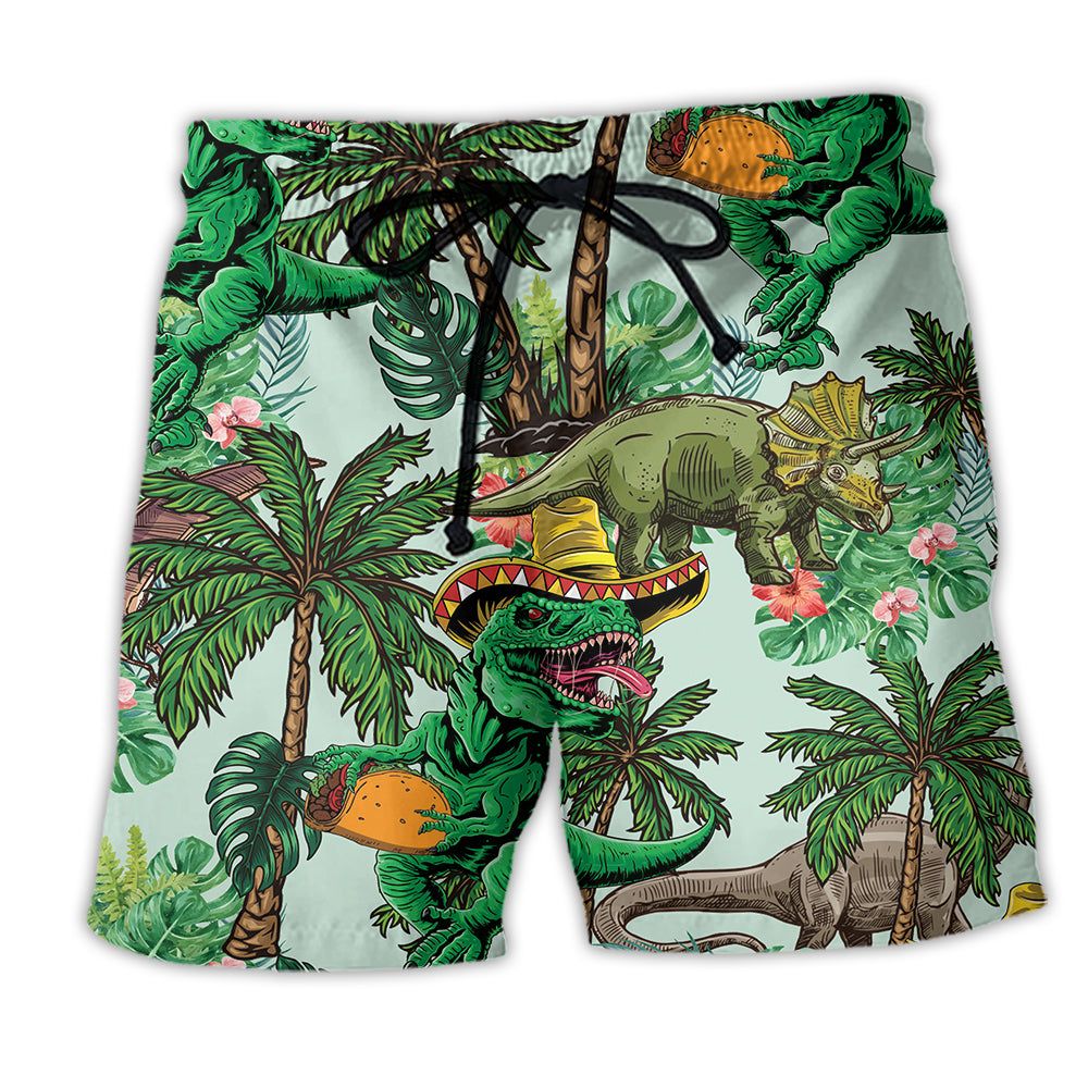 Jurassic Park Dinosaur World Summer Lover Trendy Aloha Hawaiian Beach Shorts