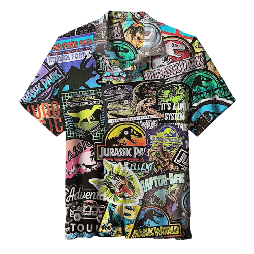 Jurassic Park Hawaiian Shirt Jurassic Park Stickers Pattern Hawaii Shirt Jurassic Park Aloha Shirt
