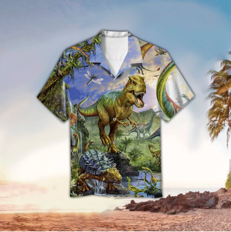 Jurassic Park Hawaiian Shirt Jurassic T-Rex Dinosaur Vintage Hawaii Shirt Jurassic Park Aloha Shirt