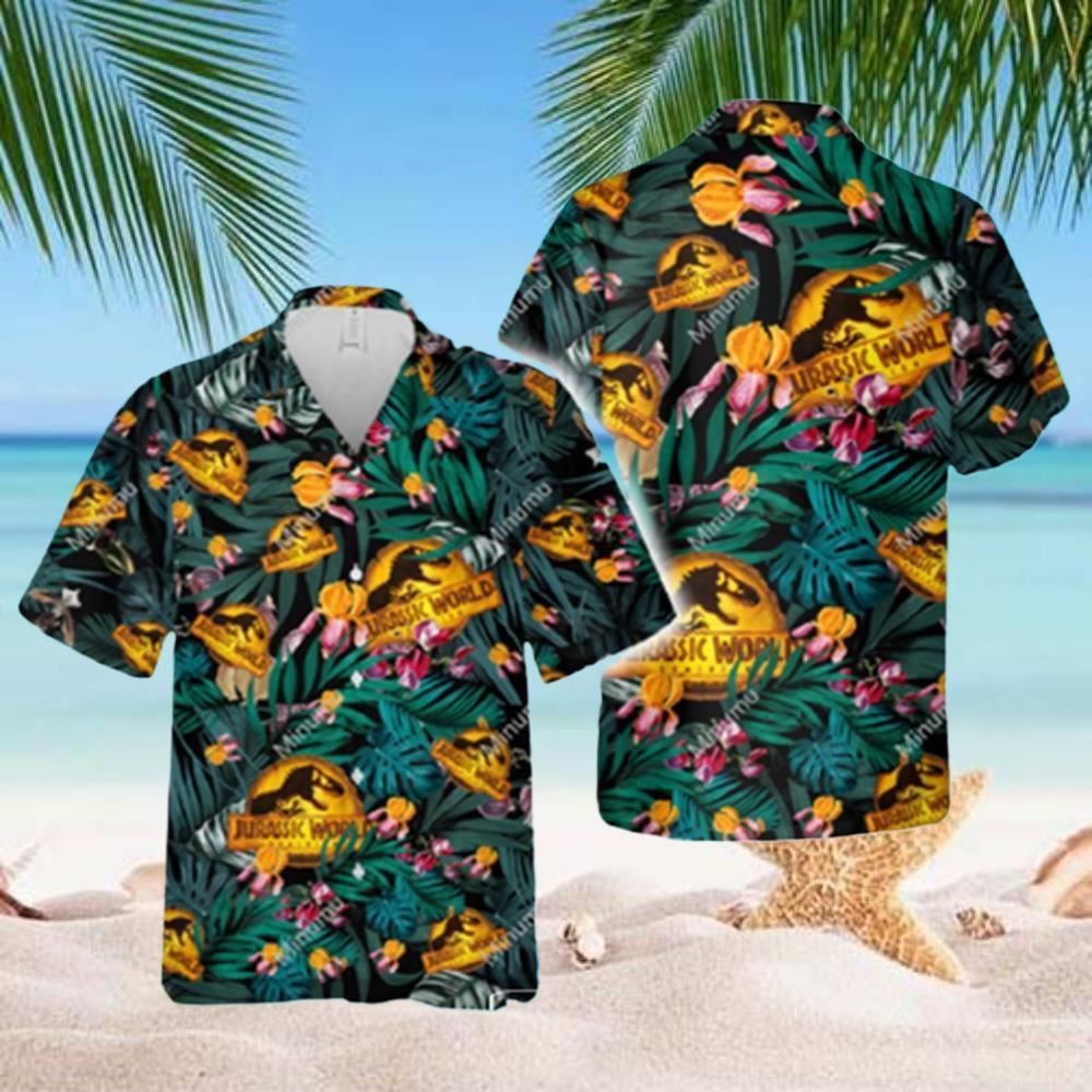 Jurassic Park Hawaiian Shirt Jurassic World Symbol Tropical Forest Hawaiian Shirt