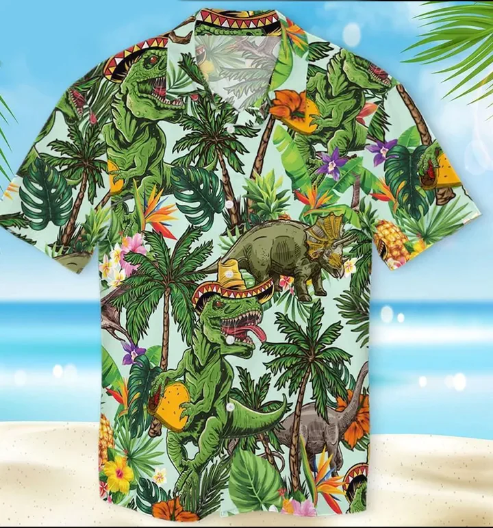 Jurassic Park Hawaiian Shirt T-Rex With Taco Jurassic Dinosaur Hawaii Shirt Jurassic Park Aloha Shirt