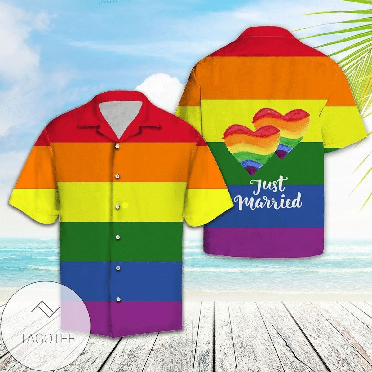 Just Married LGBT Hawaiian Shirt Tropical Elegance Design Unique Style