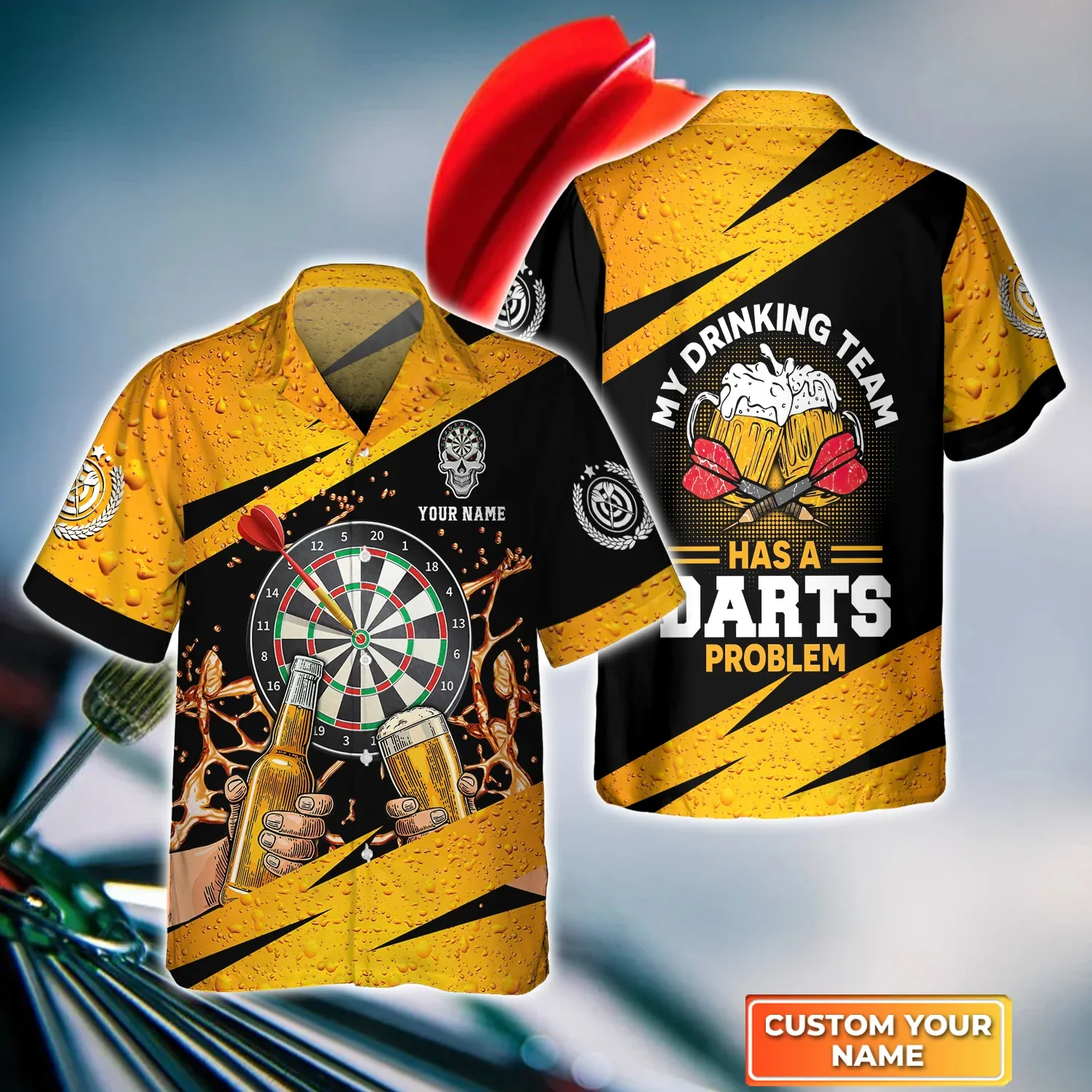 Just Want To Drink Beer And Play Darts. Personalized Name 3D Trendy Hawaiian Shirt