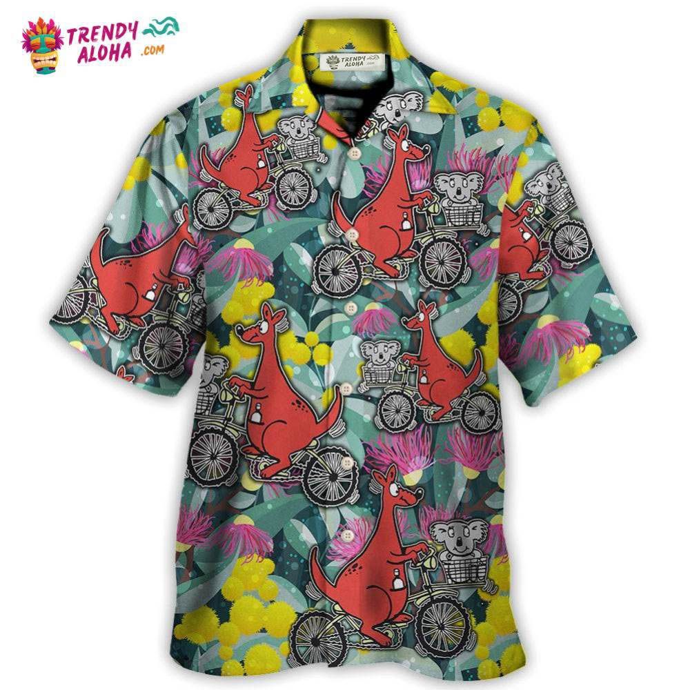 Kangaroo And Koala Ride Cycling Flower Art Hawaiian Shirt – Trendy Aloha Kangaroo And Koala Ride Cycling Flower Art Hawaiian Shirt – Trendy Aloha