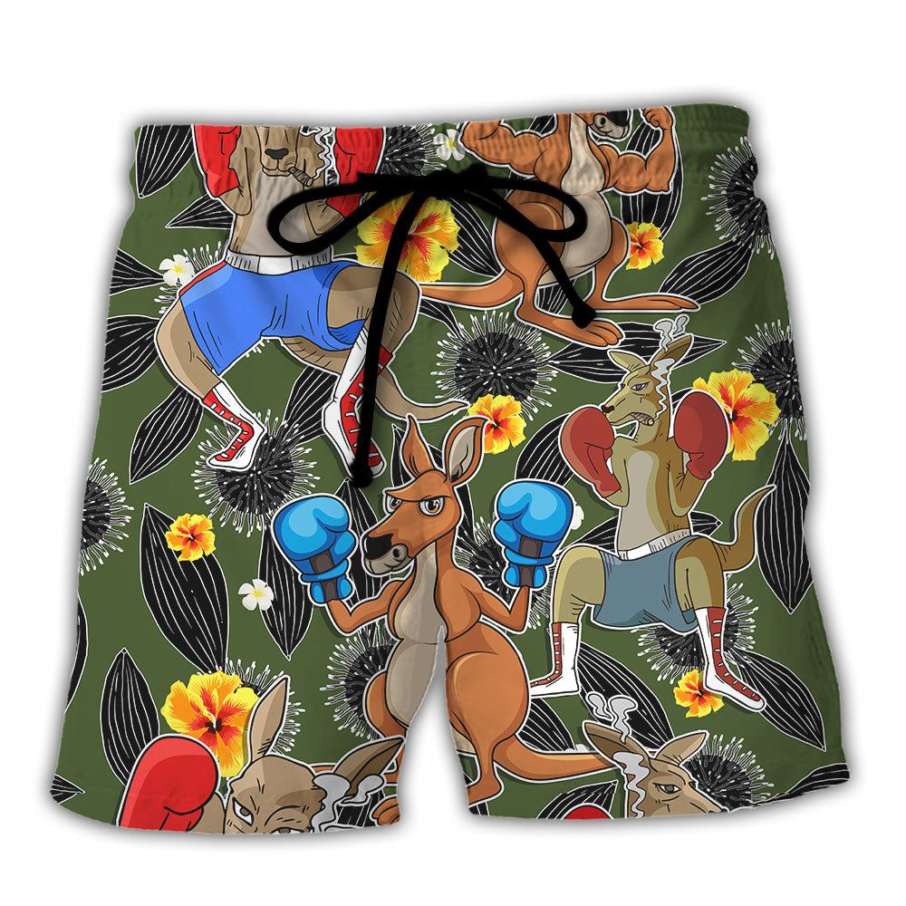 Kangaroo Boxing Funny Tropical Vibe Funny Art Trendy Aloha Hawaiian Beach Shorts Kangaroo Boxing Funny Tropical Vibe Funny Art Trendy Aloha Hawaiian Beach Shorts