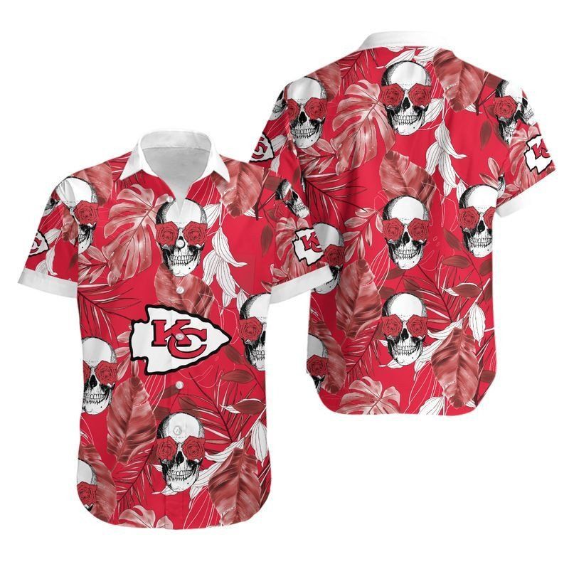 Kansas City Chiefs Coconut Leaves And Skulls Hawaii Shirt And Shorts Shirt