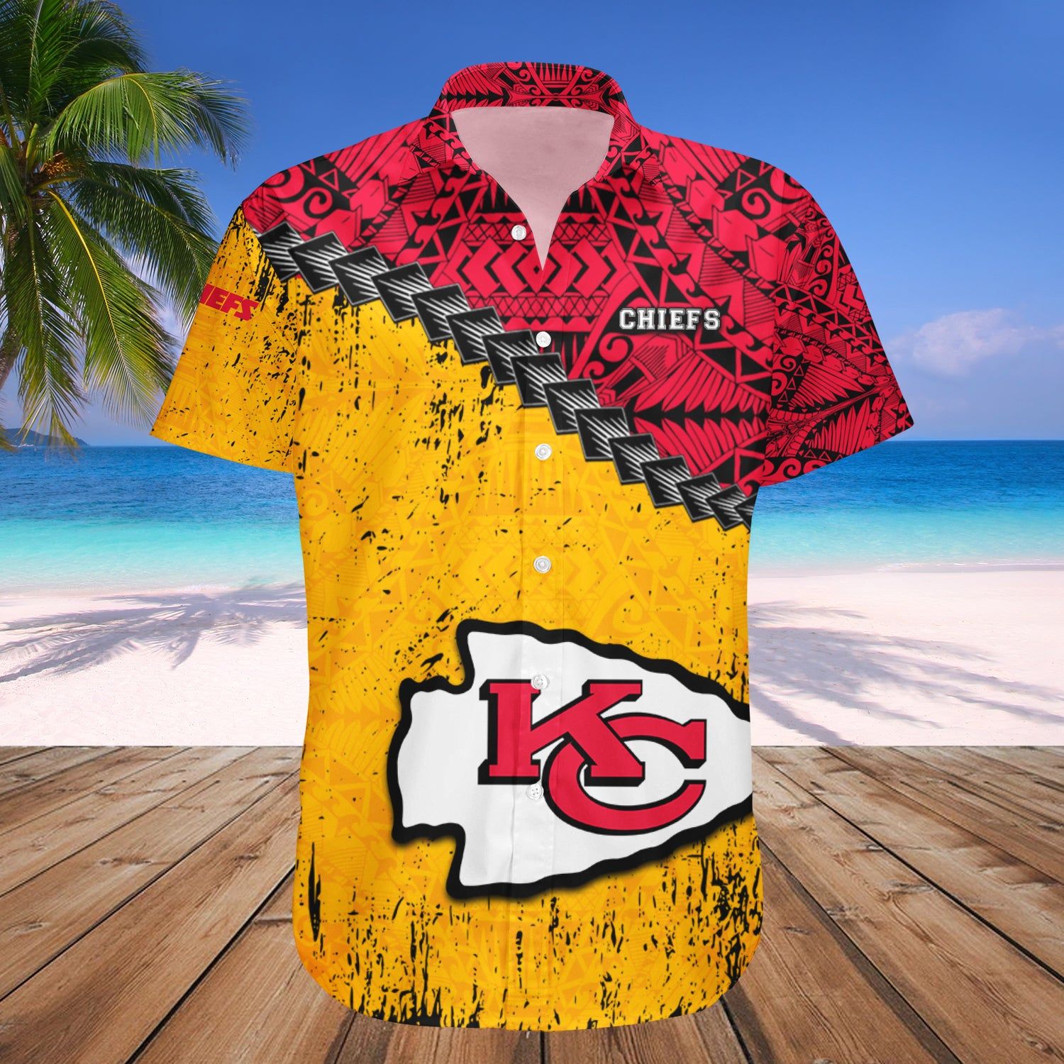 Kansas City Chiefs Hawaii Shirt Grunge Polynesian Tattoo – NFL