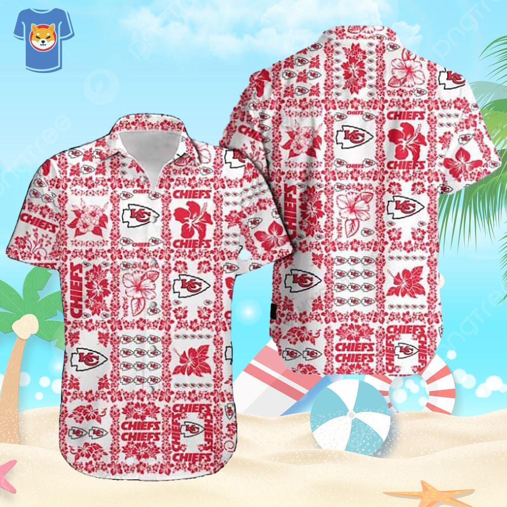 Kansas City Chiefs Hawaiian Shirt Hibiscus Flowers Pattern All Over Print