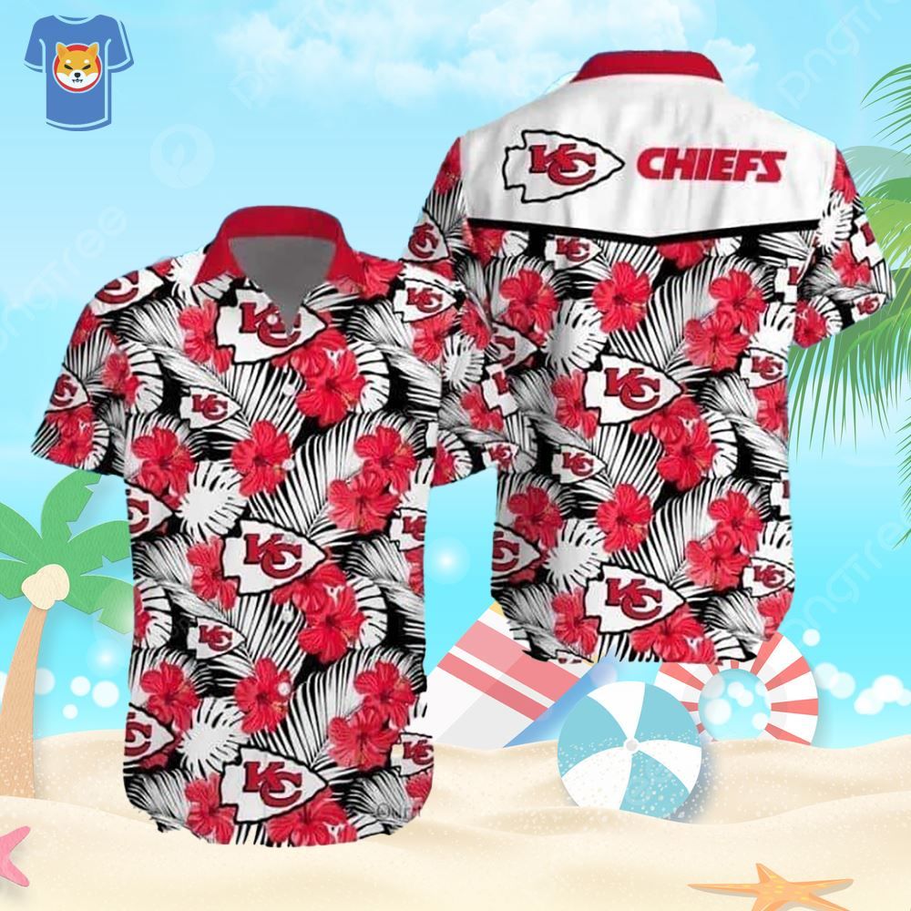 Kansas City Chiefs Hawaiian Shirt Hibiscus Flowers Pattern Beach Gift For Him