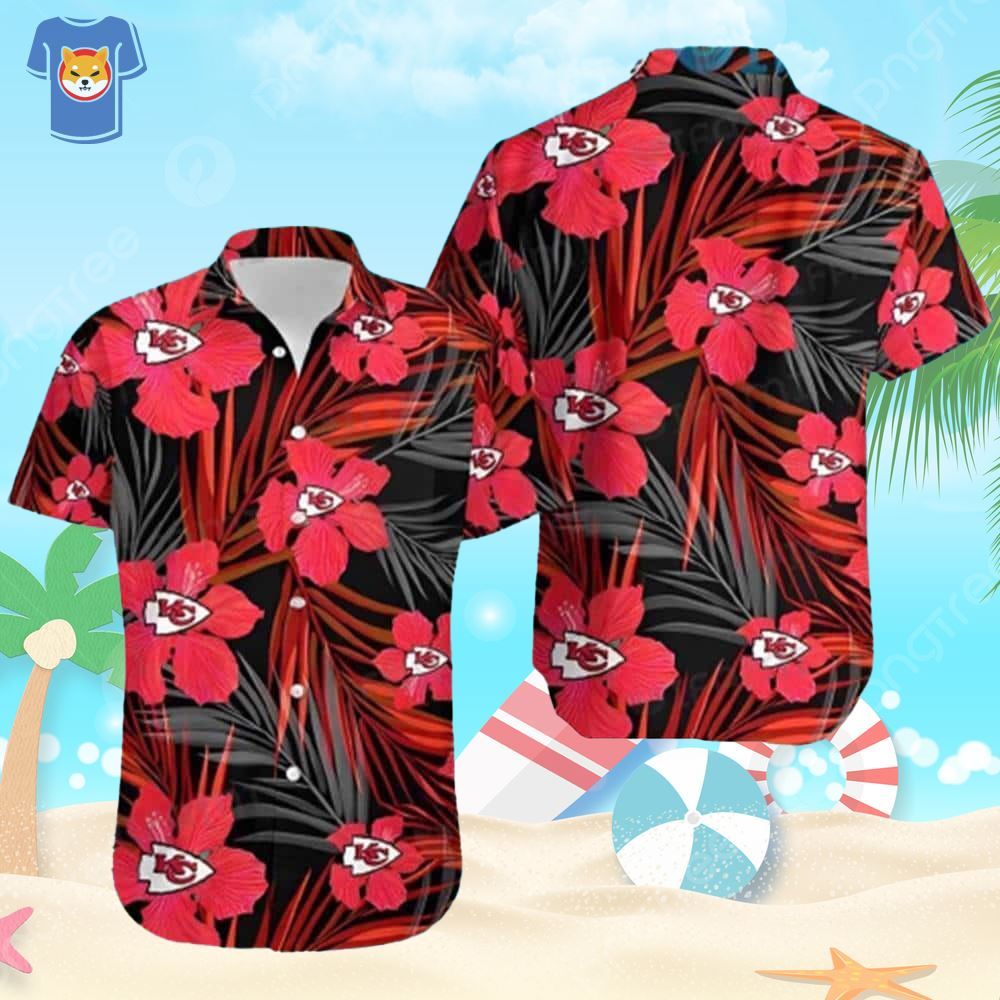 Kansas City Chiefs Hawaiian Shirt Red Hibiscus Flowers Pattern