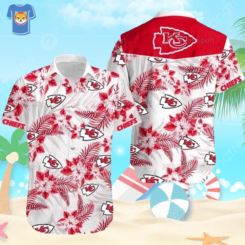 Kansas City Chiefs Hawaiian Shirt Tropical Flower Pattern All Over Print