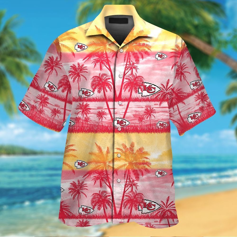 Kansas City Chiefs Short Sleeve Button Up Tropical Hawaiian Shirt VER011