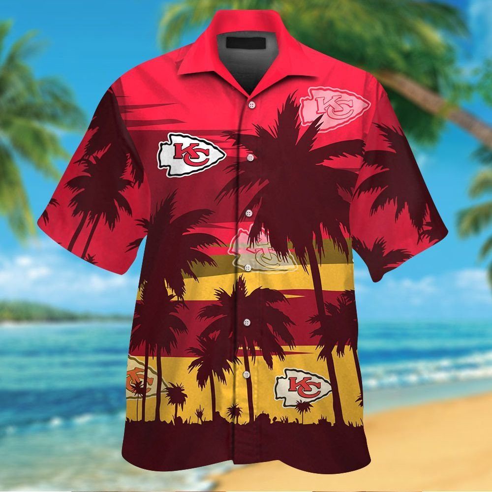 Kansas City Chiefs Short Sleeve Button Up Tropical Hawaiian Shirt VER020