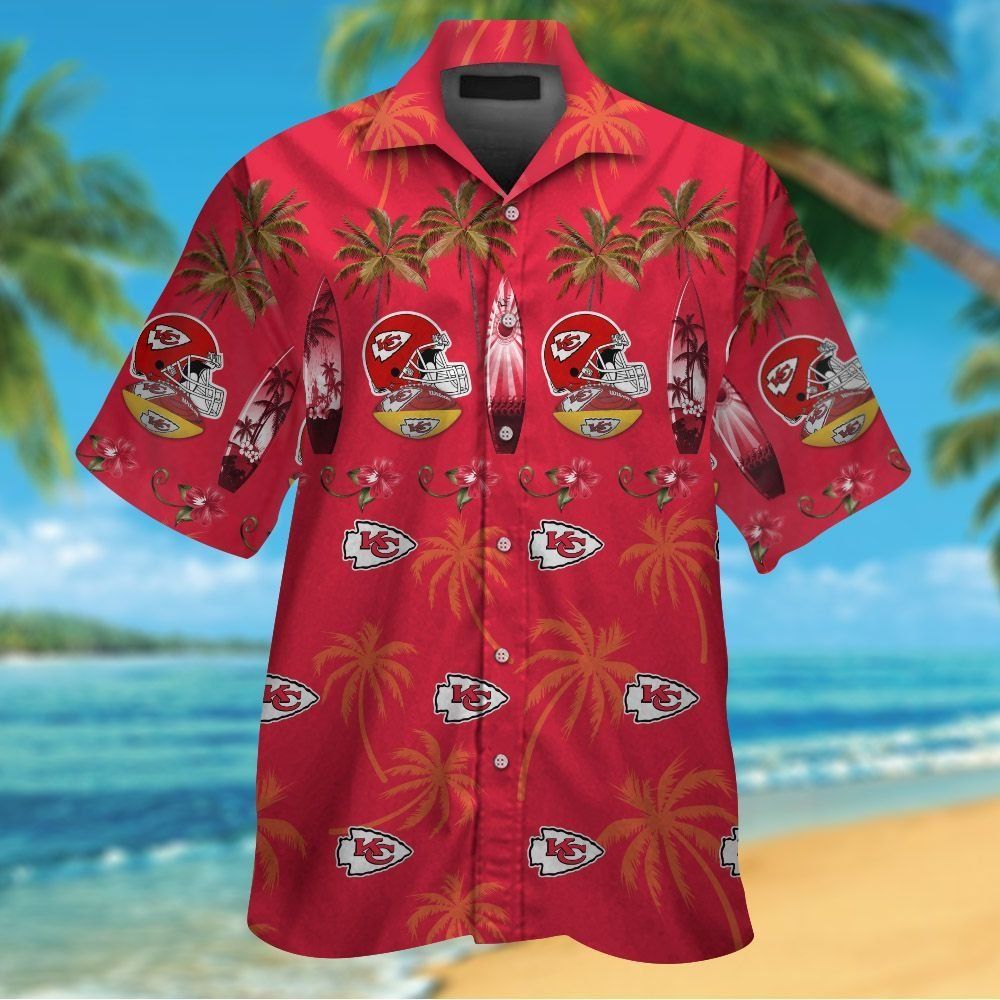 Kansas City Chiefs Short Sleeve Button Up Tropical Hawaiian Shirt VER021