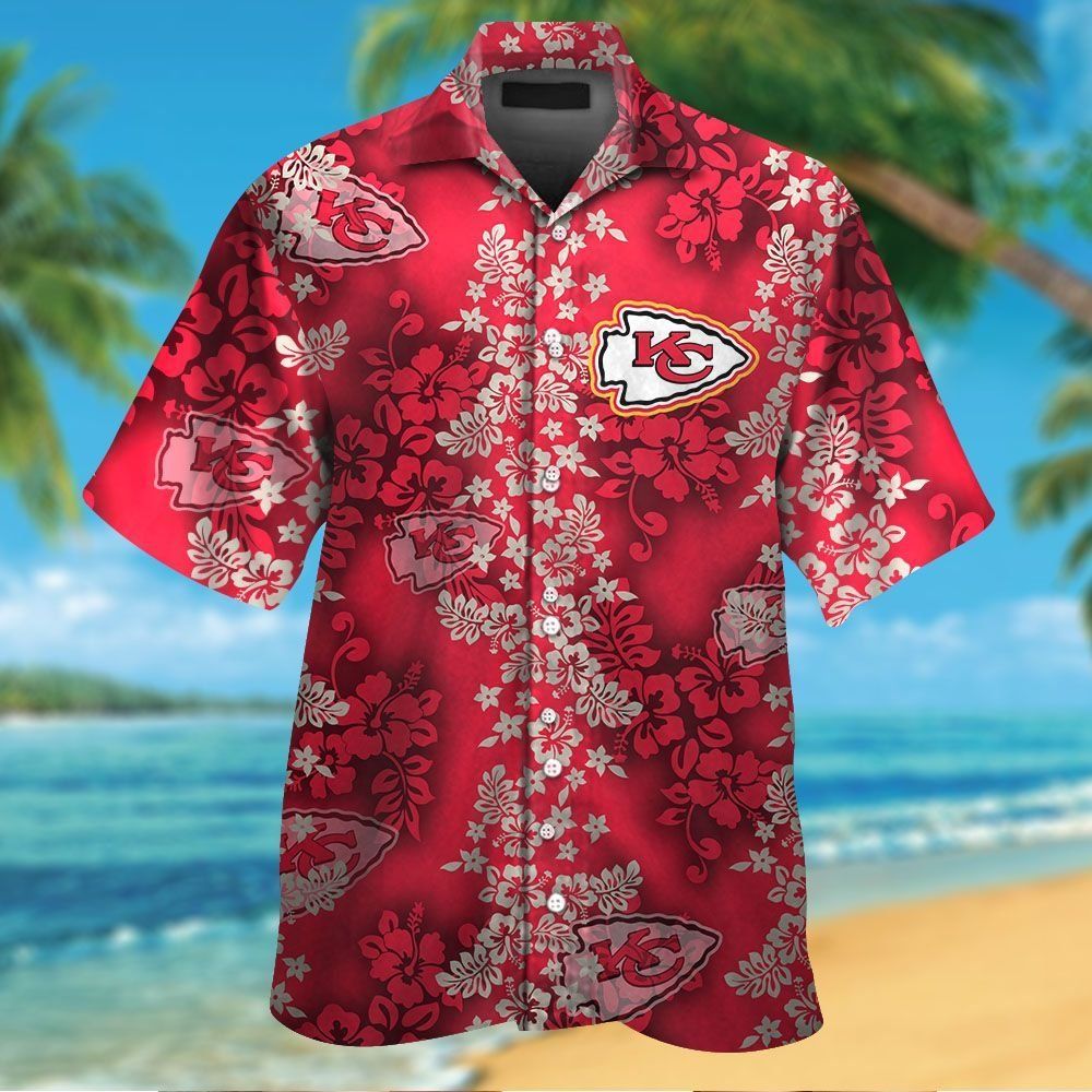 Kansas City Chiefs Short Sleeve Button Up Tropical Hawaiian Shirt VER05