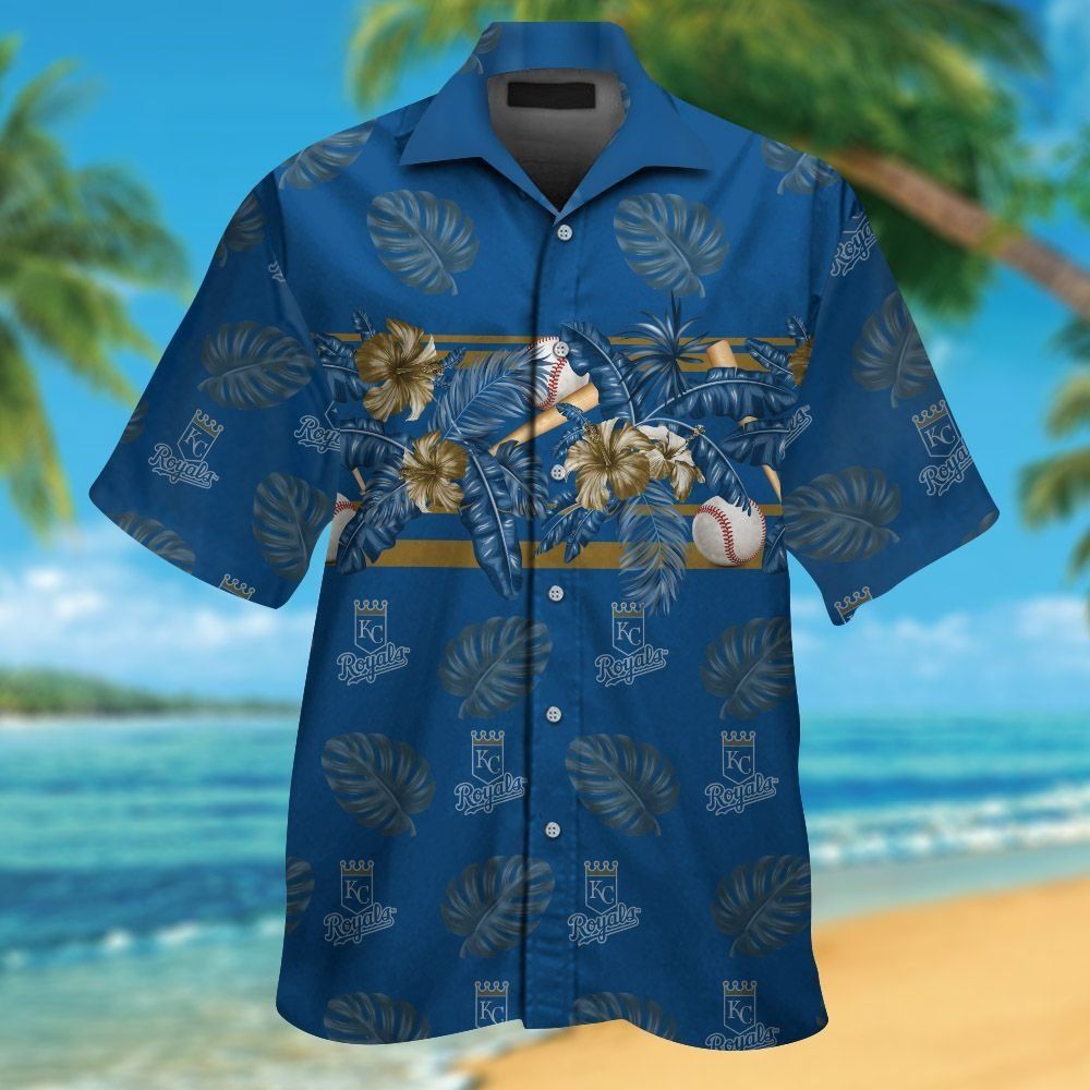 Kansas City Royals Short Sleeve Button Up Tropical Hawaiian Shirt VER010