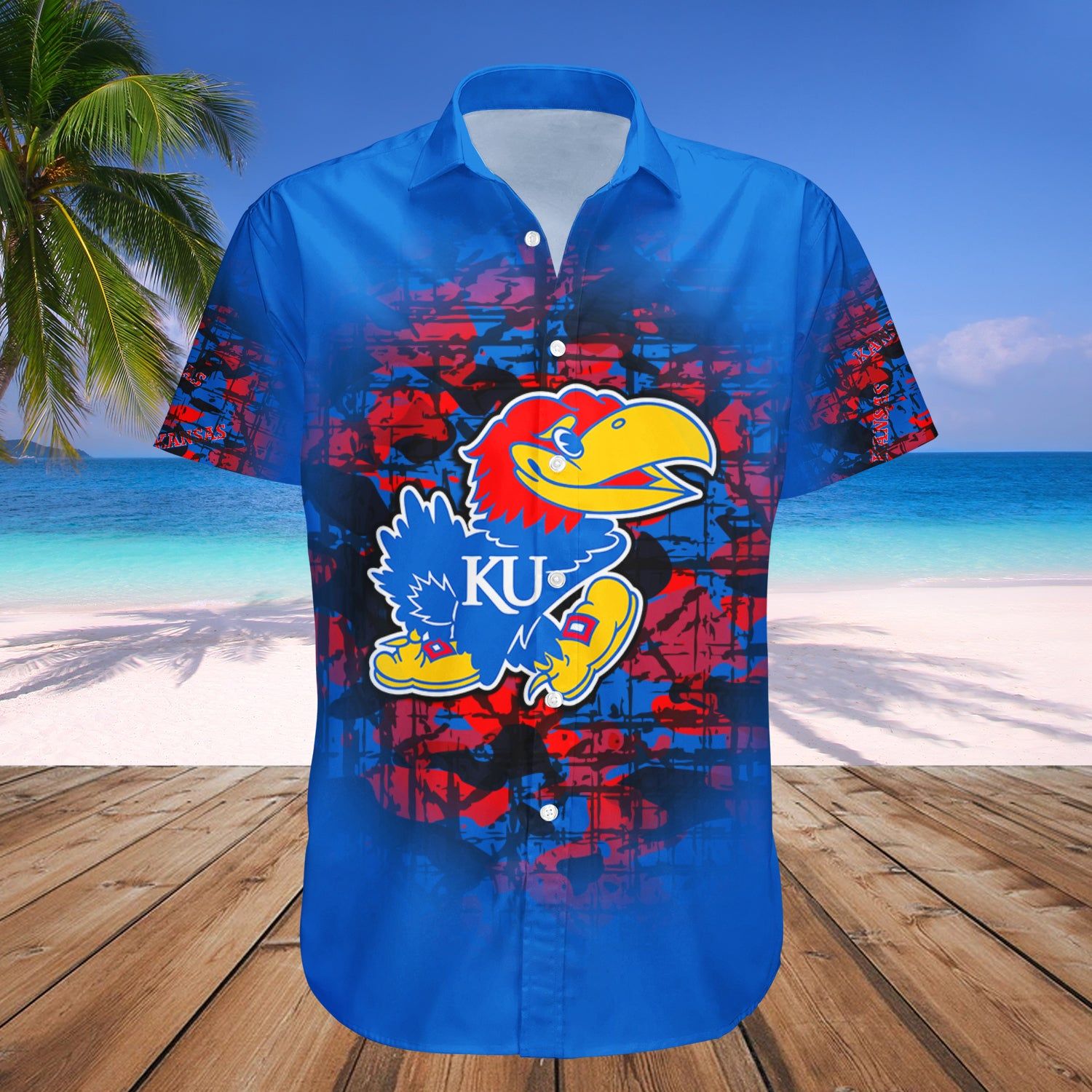 Kansas Jayhawks Hawaii Shirt Camouflage Vintage – NCAA