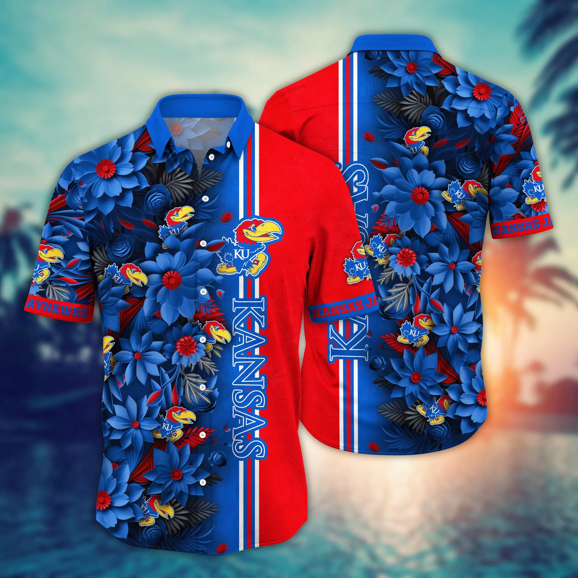 Kansas Jayhawks NCAA Hawaiian Shirt Custom Hiking Aloha Shirt Kansas Jayhawks NCAA Hawaiian Shirt Custom Hiking Aloha Shirt