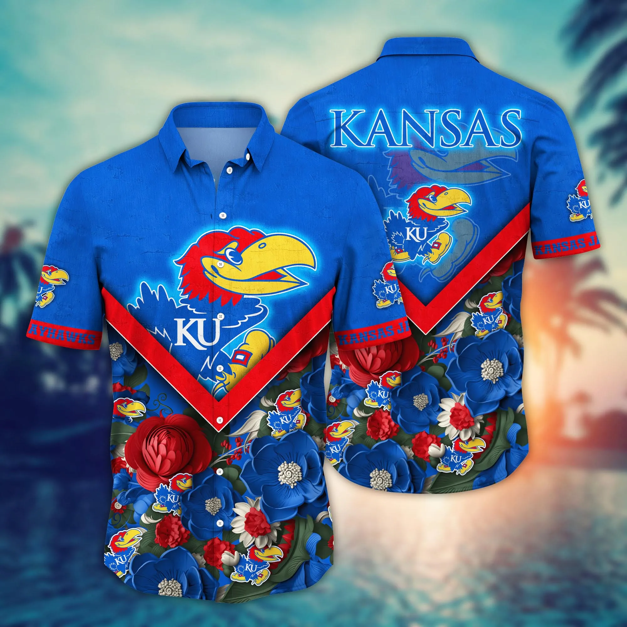 Kansas Jayhawks NCAA Hawaiian Shirt Custom Solstice Aloha Shirt Kansas Jayhawks NCAA Hawaiian Shirt Custom Solstice Aloha Shirt